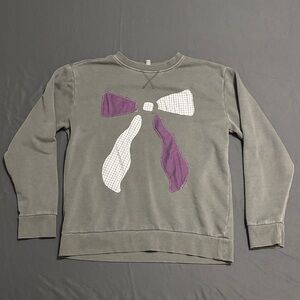 Gray Sweater with Purple and White Design
